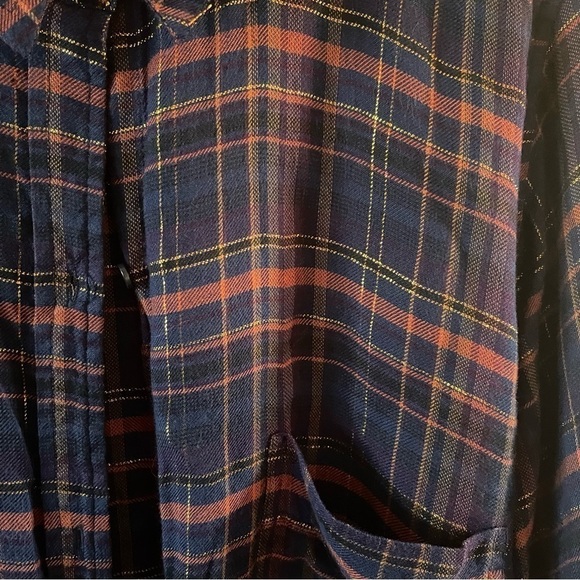 LUCKY BRAND Metallic Plaid Button Down Shirt 2XL light weight super soft - Picture 7 of 14